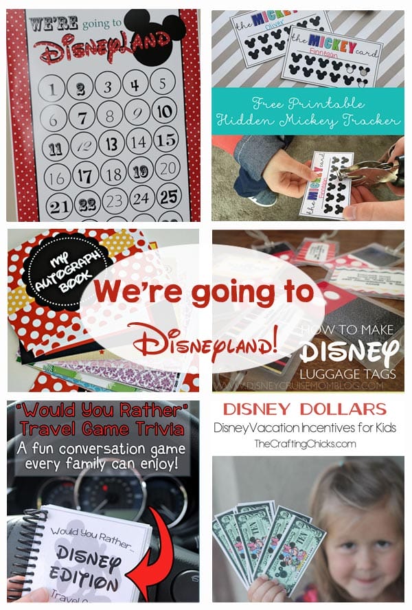 Disney vacation ideas and printables! Countdown, luggage tags, games, incentives for kids, t-shirt designs, autograph books, and so much more!
