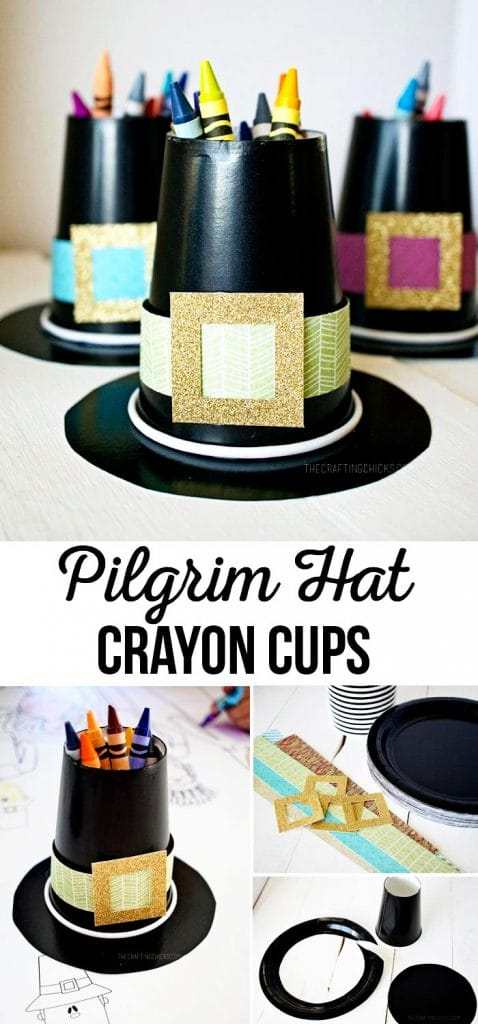 Pilgrim Hat Crayon Holders #thanksgiving #kidstable