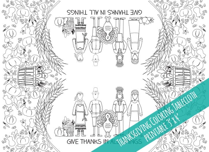 Printable Thanksgiving Coloring Tablecloth #thanksgiving #kidstable #coloring #freeprintable
