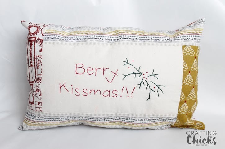 Hand-Stitiched Berry Kissmas Pillow