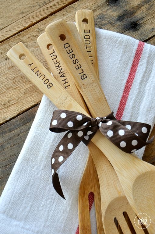 hand stamped wooden spoons