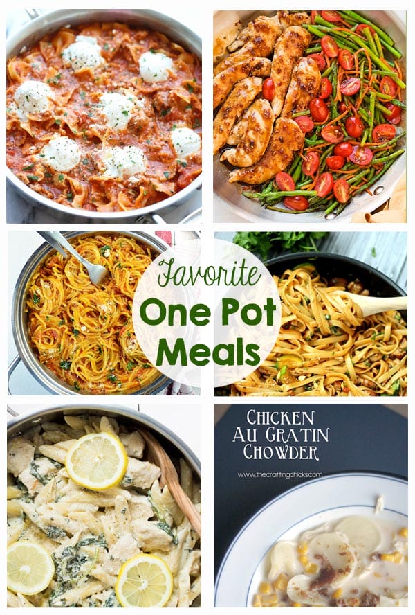 Favorite One Pot Meals - pasta, vegetables, chicken, beef, chili, alfredo, lasagna, mac and cheese, lemon, spaghetti - So many great recipes!