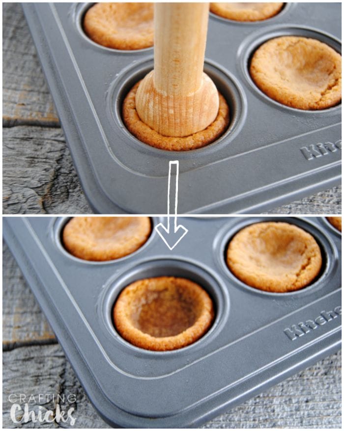 Want the perfect cookie cup? Use a tart press to create a shallow well in each cookie. Use this technique for our two ingredient Fluffernutter Cookie Cups!