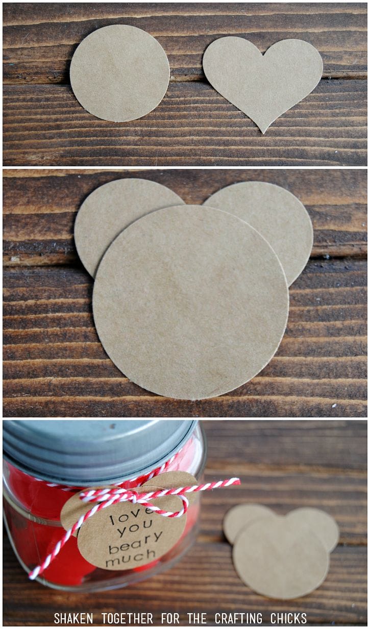 Easy Bear Shaped Tag for the Love You Beary Much Valentine's Mason Jar Gift!