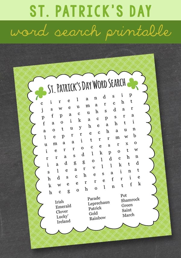 St Patrick's Day word search printable
