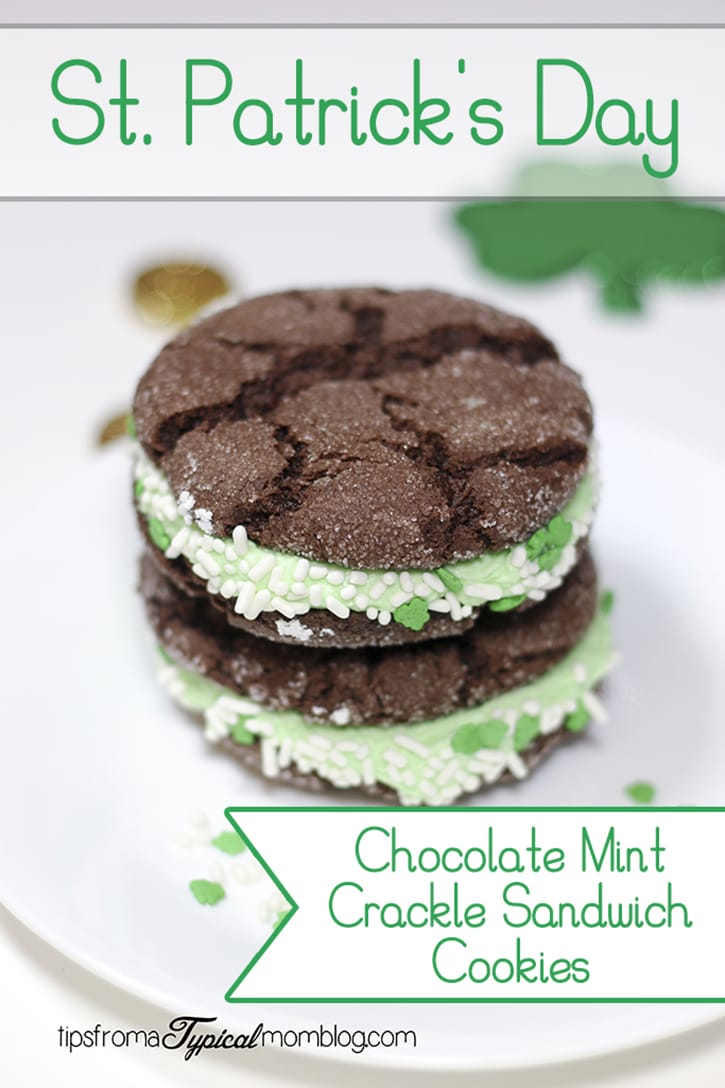 St. Patrick's Day Chocolate Mint Crackle Sandwich Cookies