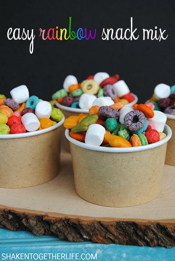 Easy Rainbow Snack Mix from Shaken Together!