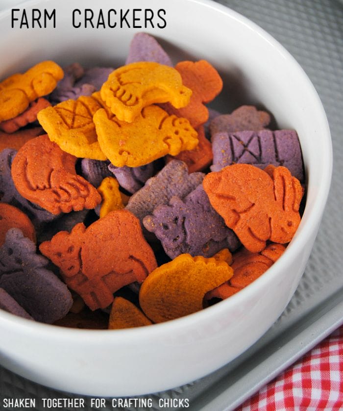 On the Farm Snack Mix - these farm crackers add a pop of color!