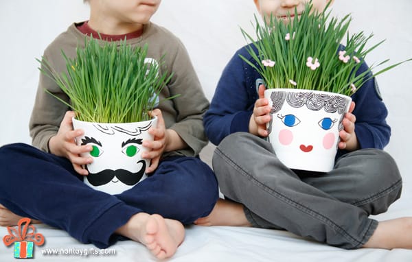 Grass head flower pot