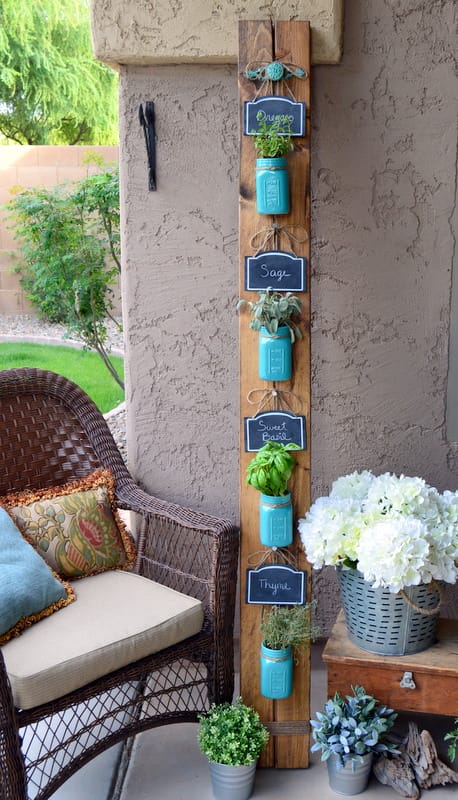 Mason Jar Herb Garden right outside your back door!
