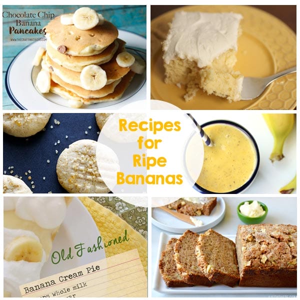 21 Recipes for Ripe Bananas - bread, cookies, smoothies, shakes, muffins, pancakes, pies and so much more!
