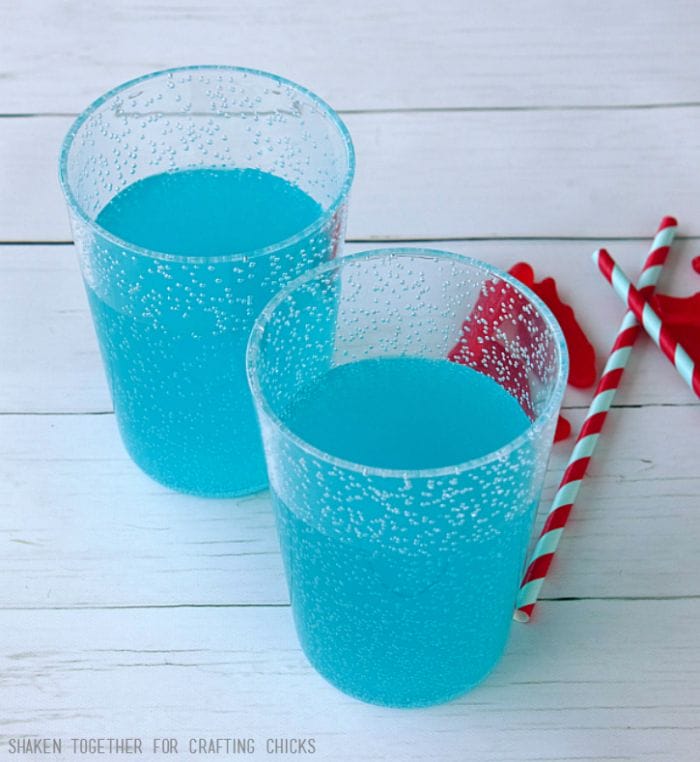 Blue punch, sports drink or soda create the blue water for Ocean Floats!