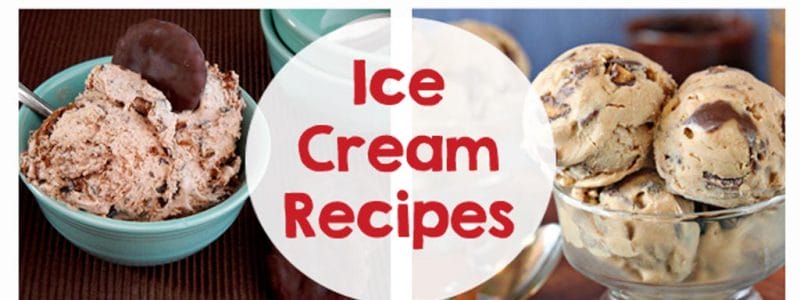 Ice Cream Recipes - no churn, chocolate, vanilla, peanut butter, strawberry, blueberry, brownie batter, cake batter, peach... so many fun recipes!