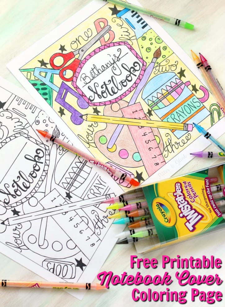 Back to School Notebook Cover Printable Coloring Page
