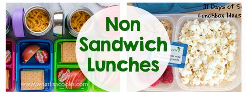 Non Sandwich School Lunches - So many great school lunch ideas in this post! Hot dogs, quesadillas, mini corn dogs, mac and cheese, taco salad... yum!