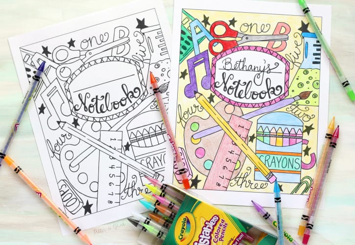 Back to School Notebook Cover Printable Coloring Page