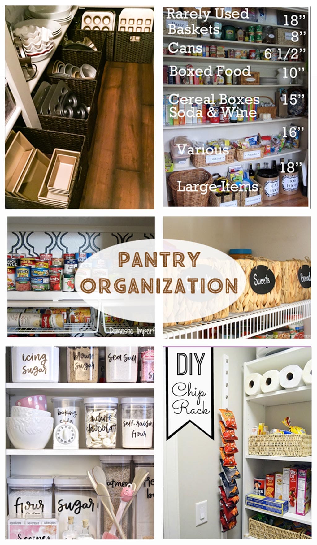 Pantry Organization - storage ideas, printable labels, baskets, and racks... everything you need to keep your pantry organized!