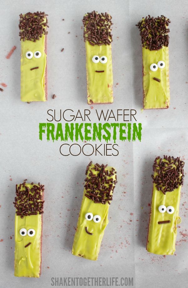 No Bake Sugar Wafer Frankenstein Cookies from Shaken Together