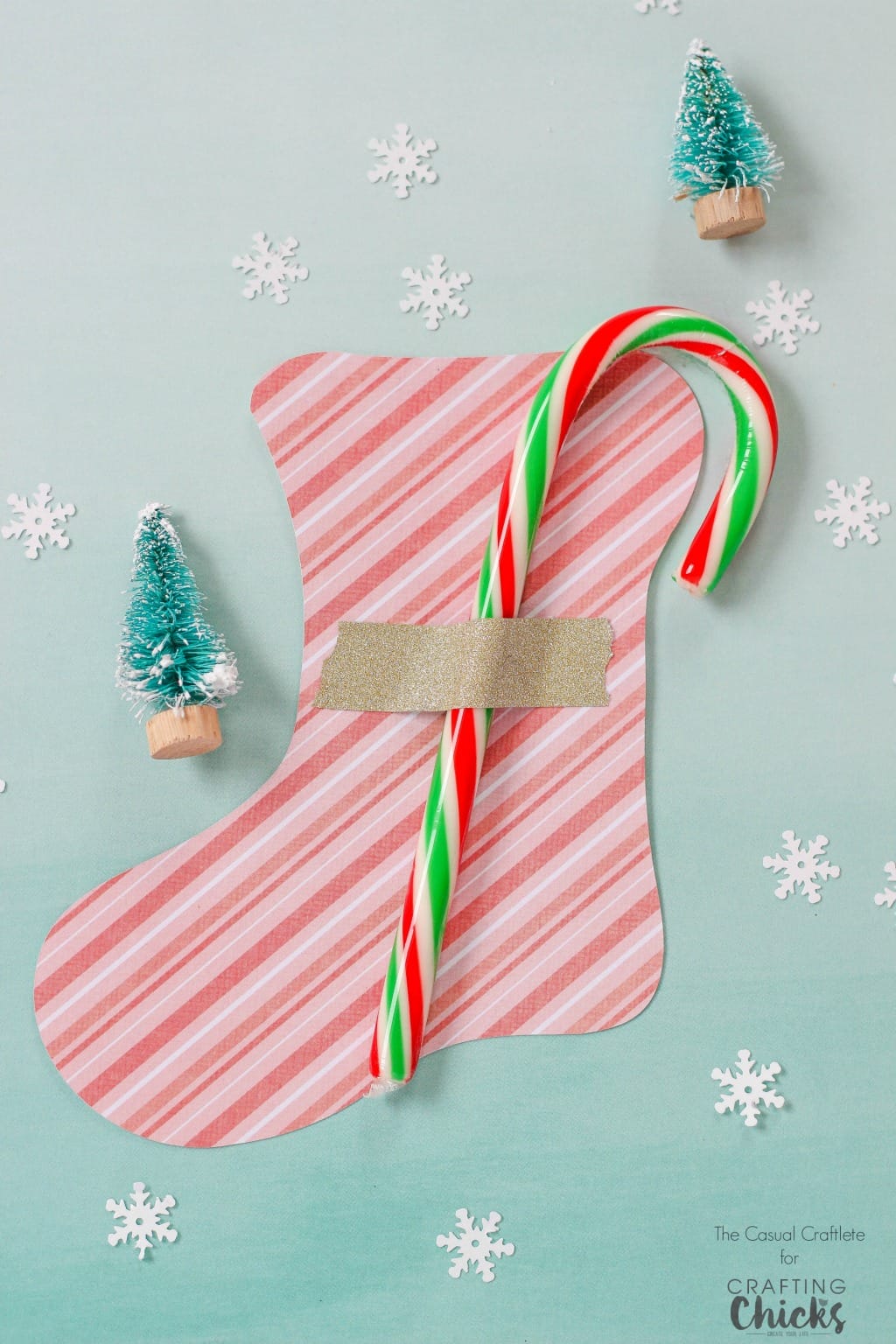 Use this Free Printable Stocking Template for a cute and easy gift idea for kids. Attach a candy cane using tape and you're done!
