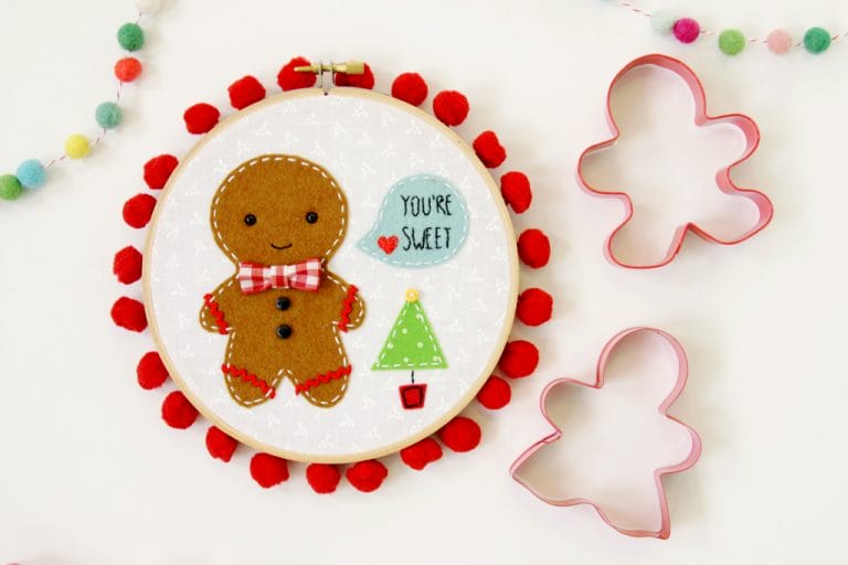 Sweet Gingerbread Embroidery Hoop Art