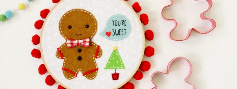 Gingerbread man Christmas Hoop Art