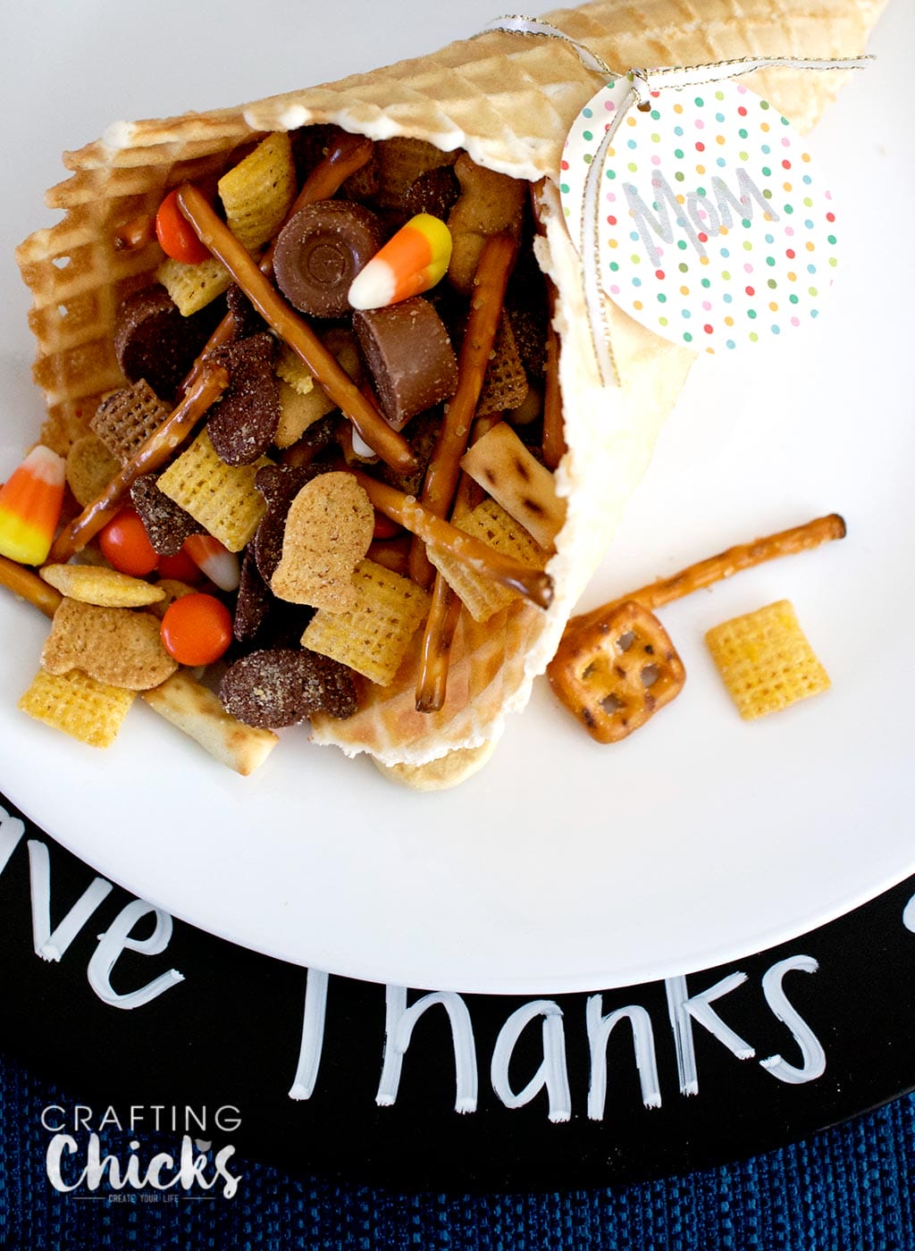 Waffle Cone Cornucopias. Fill waffle cones with scrumptious snacks to create a cornucopia treat.  A fun Thanksgiving snack!
