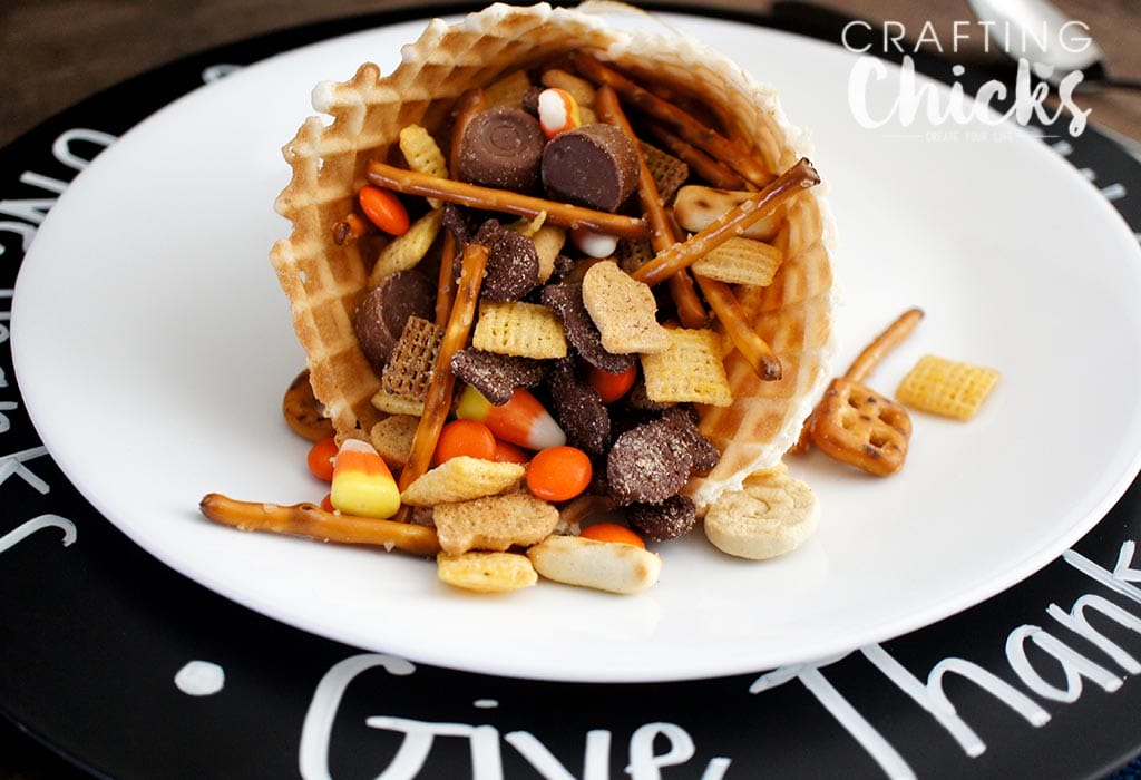 Waffle Cone Cornucopias. Fill waffle cones with scrumptious snacks to create a cornucopia treat.  A fun Thanksgiving snack!