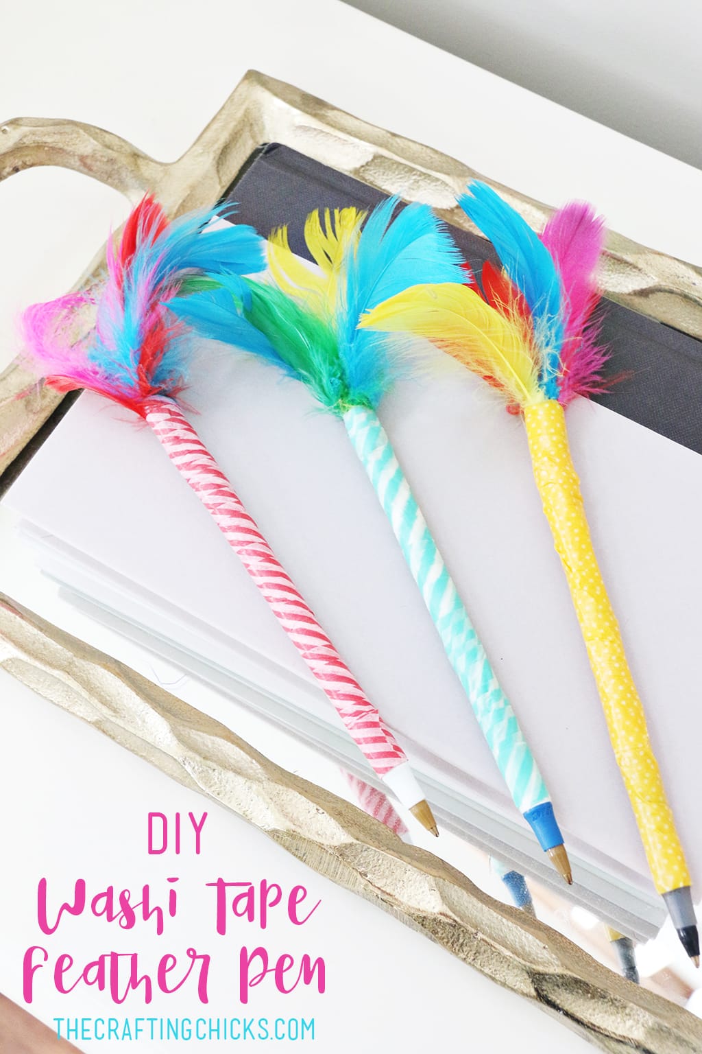 Washi Tape Feather Topped Pens