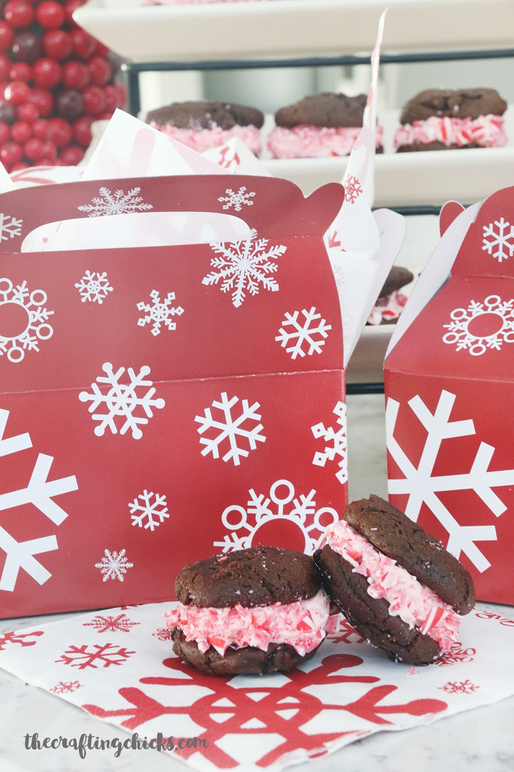 Peppermint Whoopie Pies Recipe - A yummy dessert for Christmas parties or a family get together.