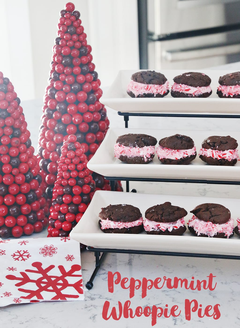 Peppermint Whoopie Pies Recipe - A yummy dessert for Christmas parties or a family get together.