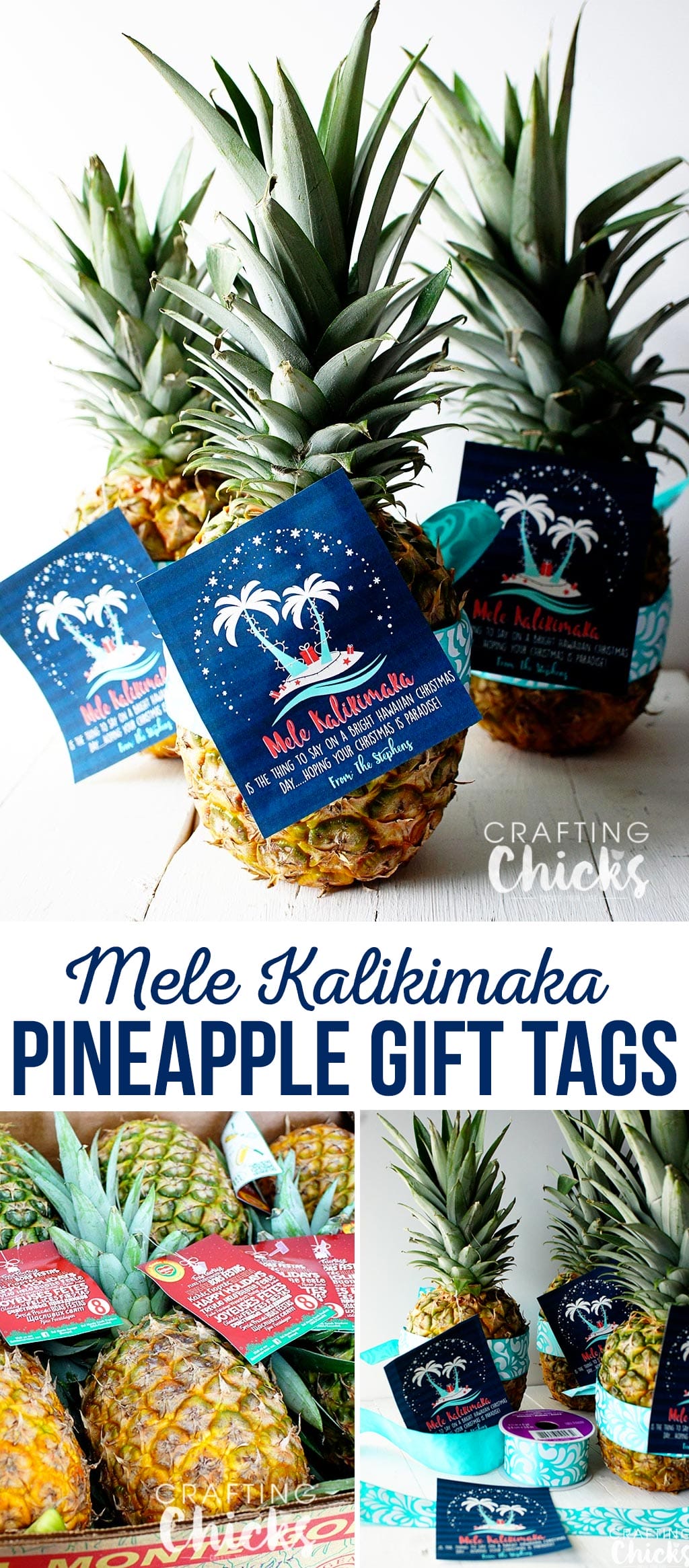 Pineapple Christmas Gift Tag - Mele Kalikimaka