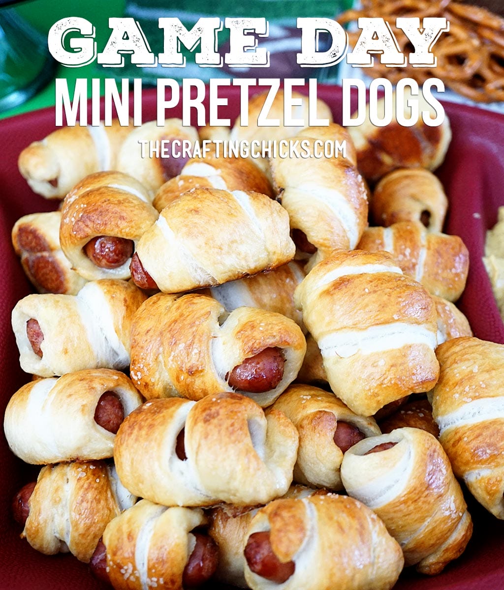 Game Day Mini Pretzel Dogs is a favorite Superbowl recipe!