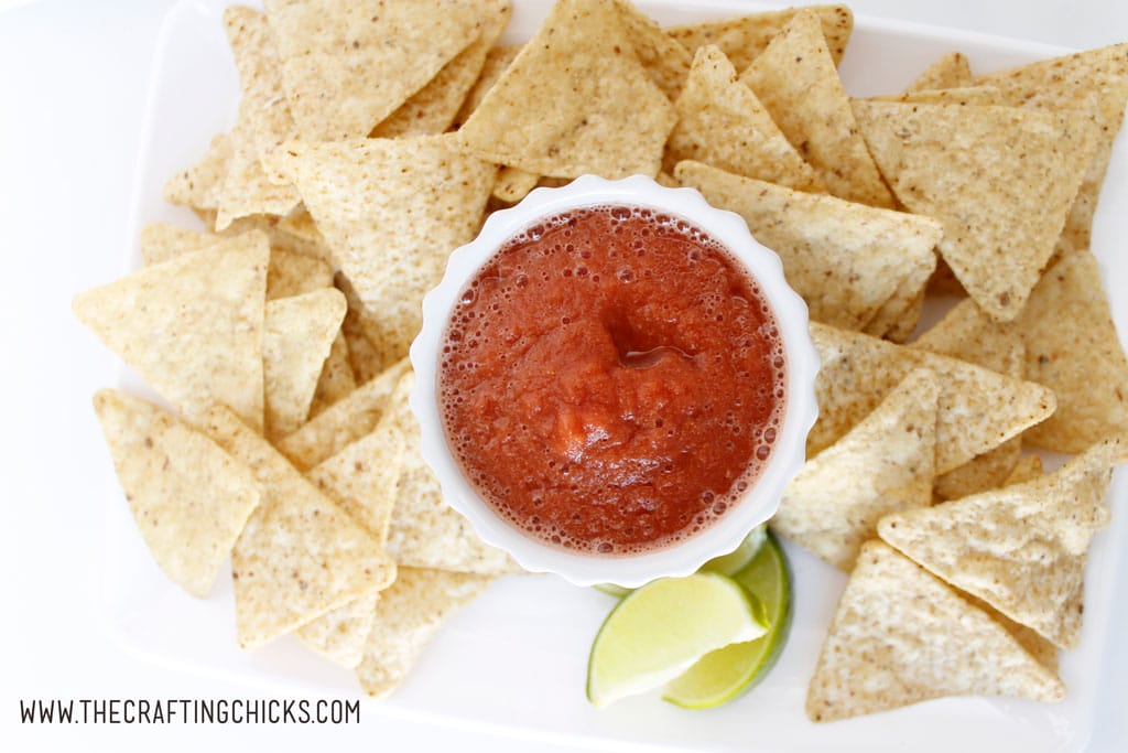 The Easiest Blender Salsa Recipe has become a staple at my house. This salsa can be made as chunky or puree as you want when you use a blender.