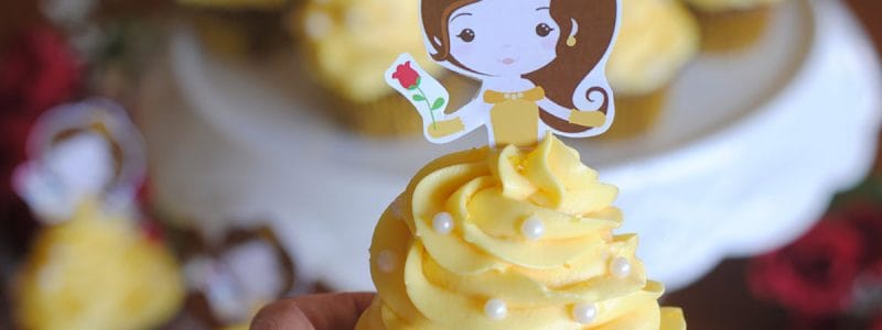 Beauty and the Beast Cupcake Topper Finished Cupcake