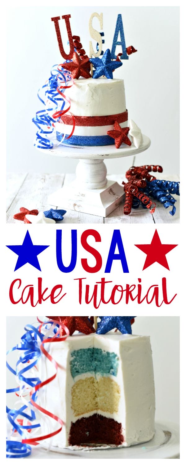 4th of July Dessert Ideas - Make this fun cake for all the patriotic holidays! Red, white and blue inside too!