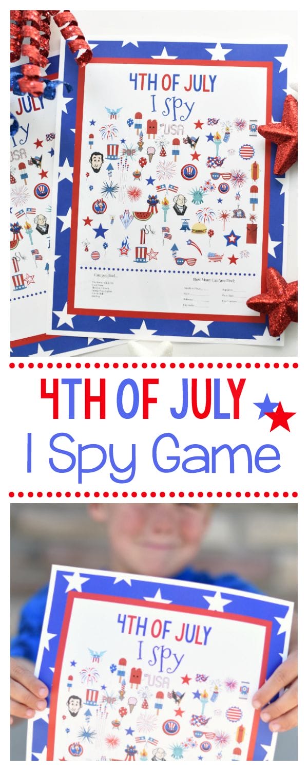 Grab this free printable 4th of July I Spy game to play with the kids while you wait for the fireworks or the parade to start. 
