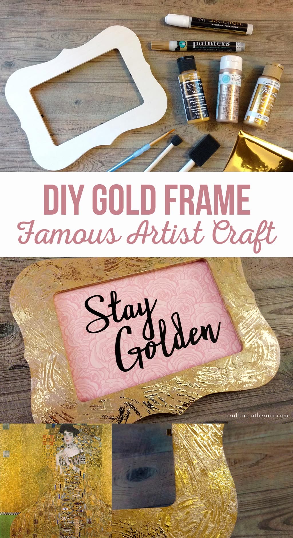 DIY Gold Frame | Famous Artist Craft | This easy to make frame will add the perfect touch to your home decor.