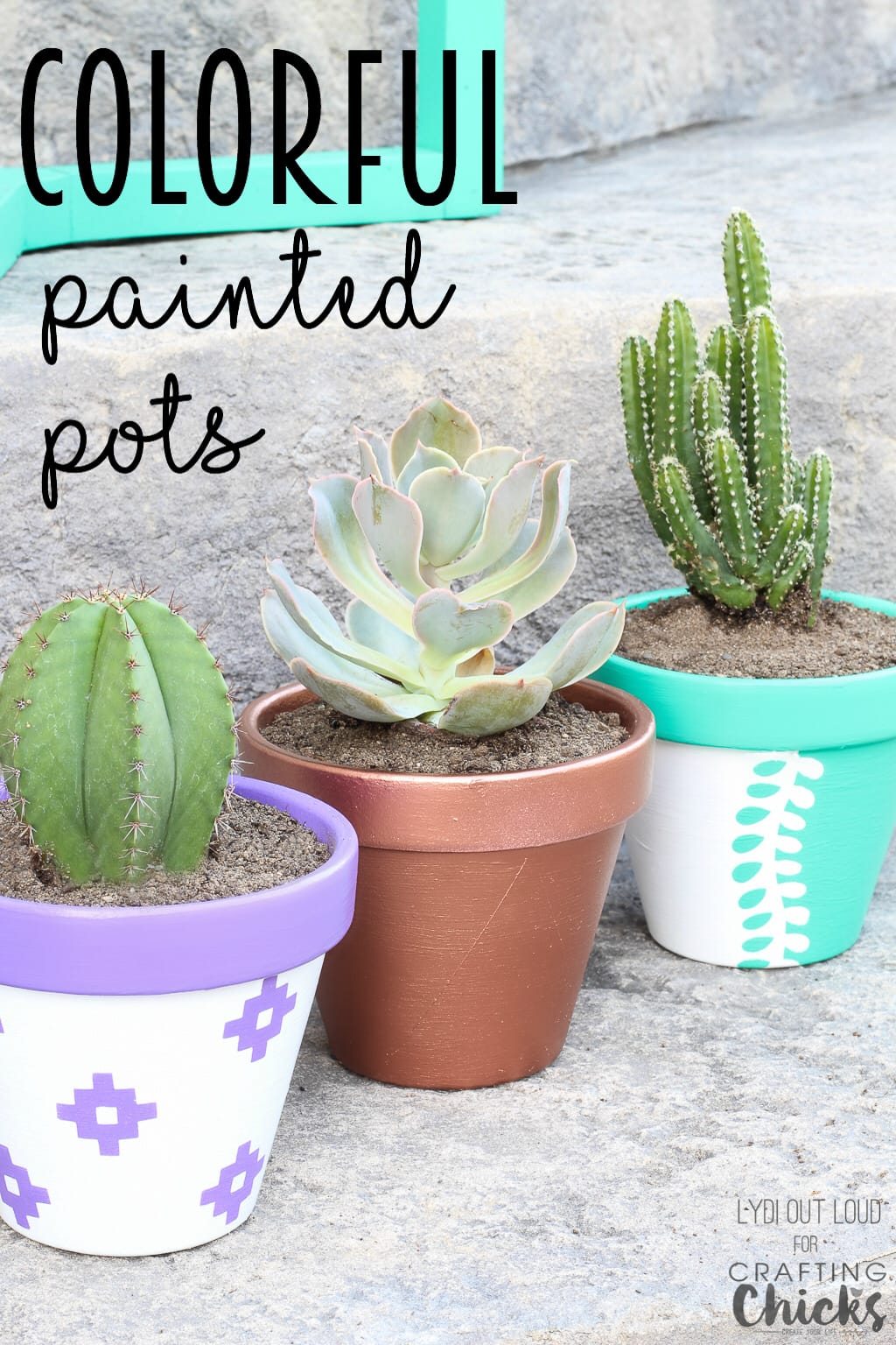 Vibrant Summer Pots for Planting | Add a pop of color to your garden with just a few inexpensive clay pots and some outdoor paint!