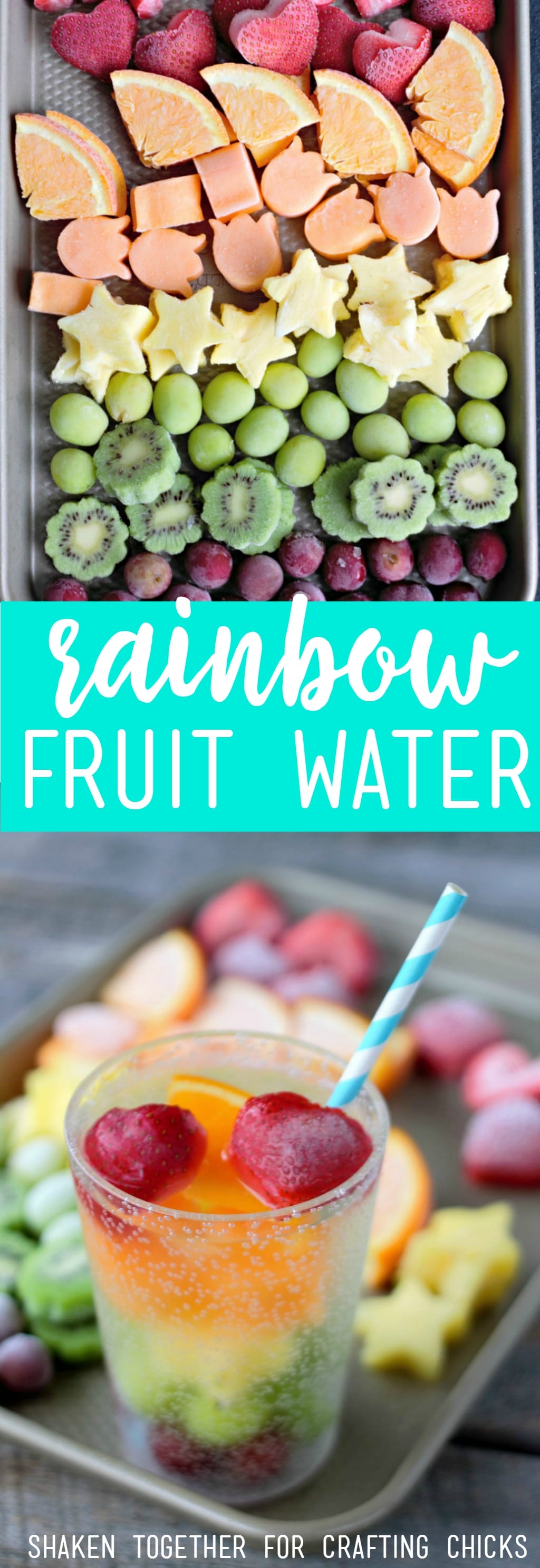 Refreshing Rainbow Fruit Water with Frozen Fruit is a healthy and delicious way to stay hydrated all Summer long! As the fruit thaws, it flavors the water and provides a snack to nibble on!