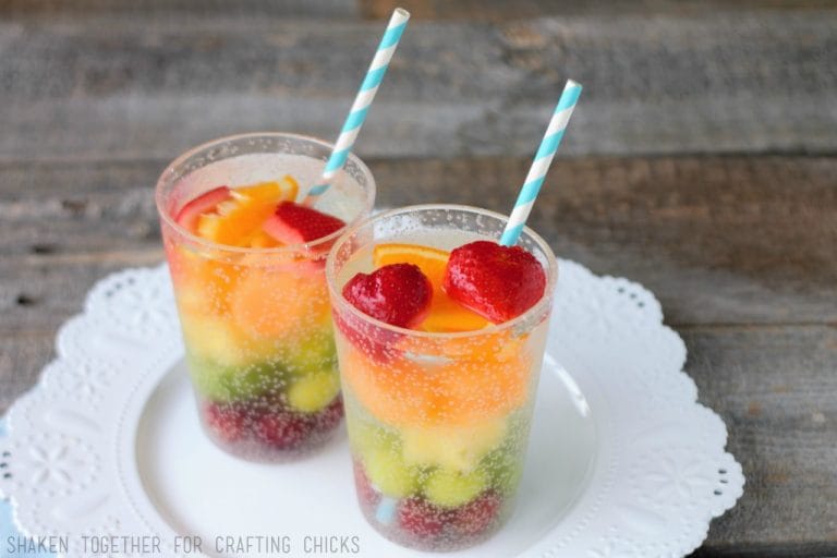 Refreshing Rainbow Fruit Water with Frozen Fruit