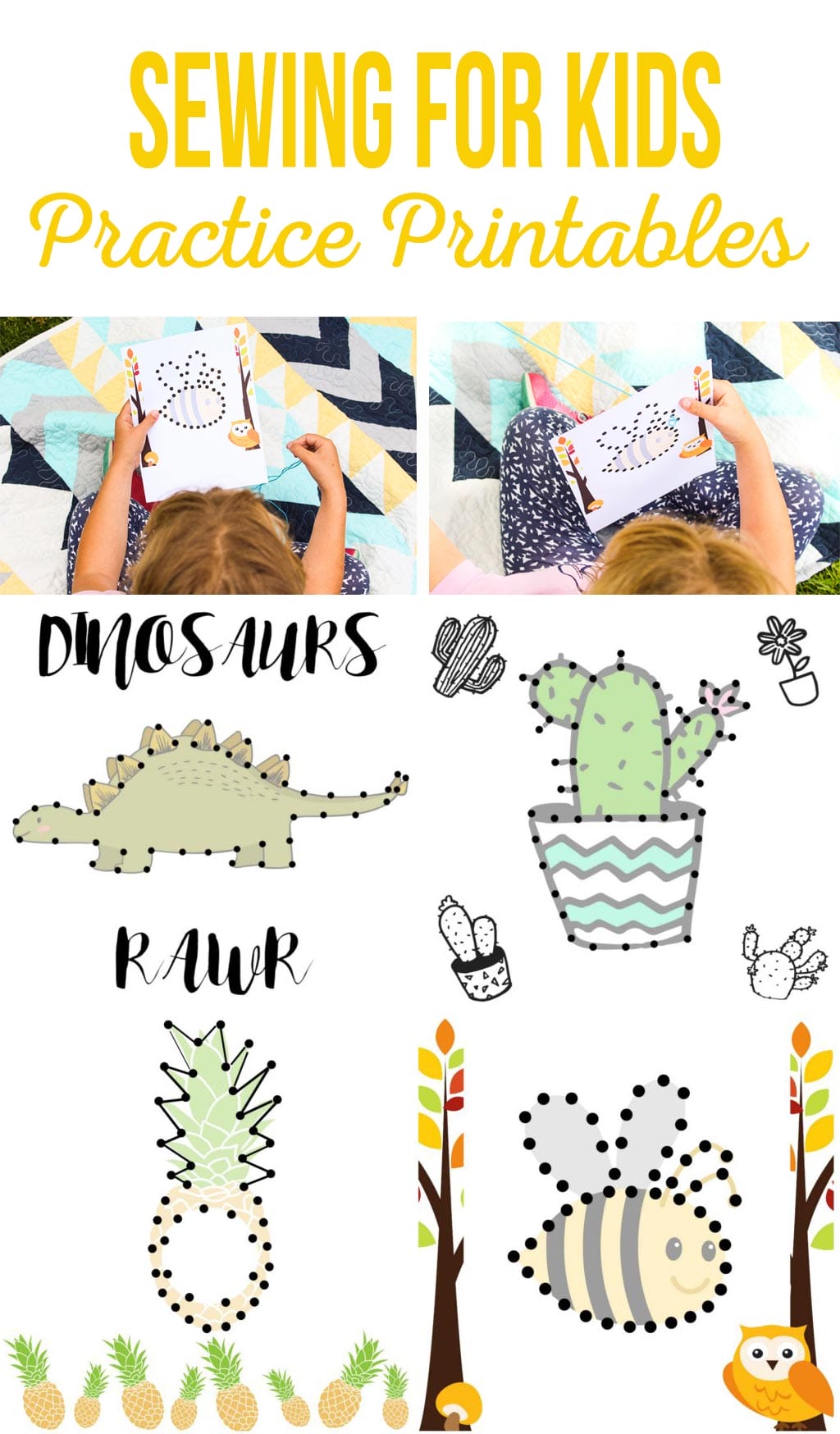 Sewing for Kids Practice Printables | A fun, simple kids activity that teaches coordination and sewing skills.