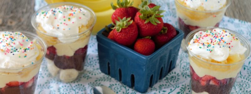 Banana Split Pudding Cups are an easy no bake dessert that even the kids can help with!