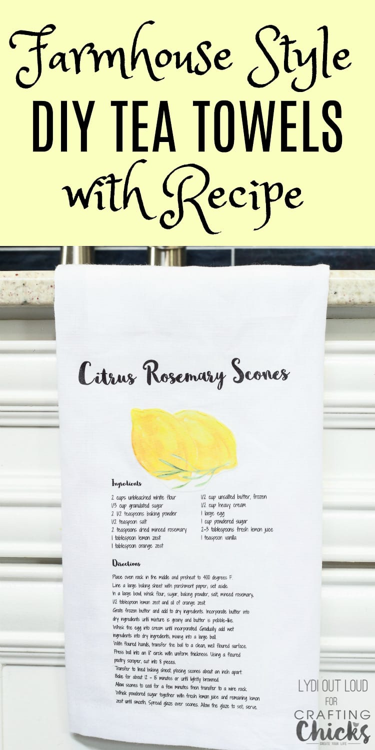 Farmhouse Style Kitchen Tea Towels with Recipe - such a great gift idea!