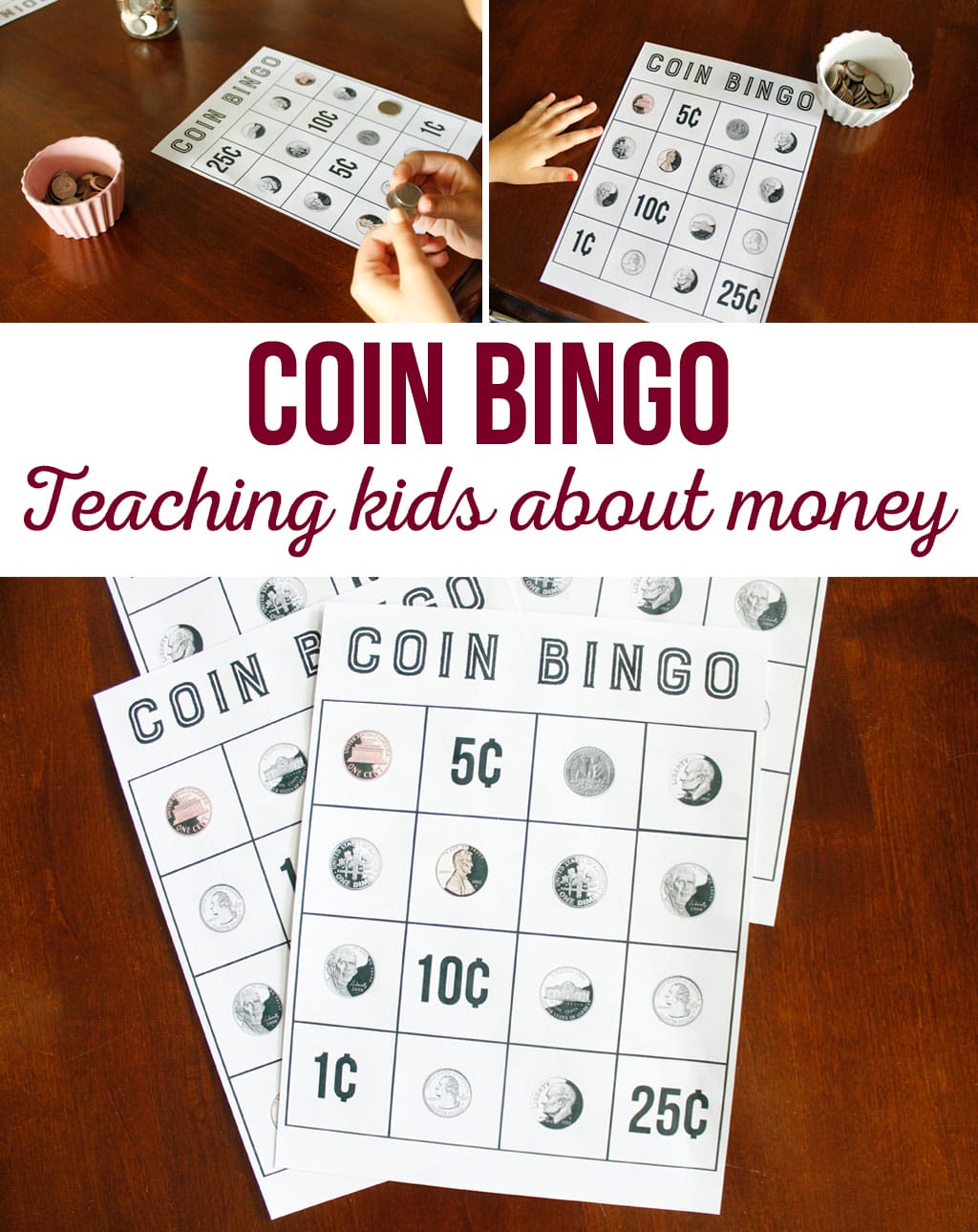 Coin Bingo is a great way for kids to learn what each coin is, and what it is worth. This is a great learning tool in a game form. Kids will love it.