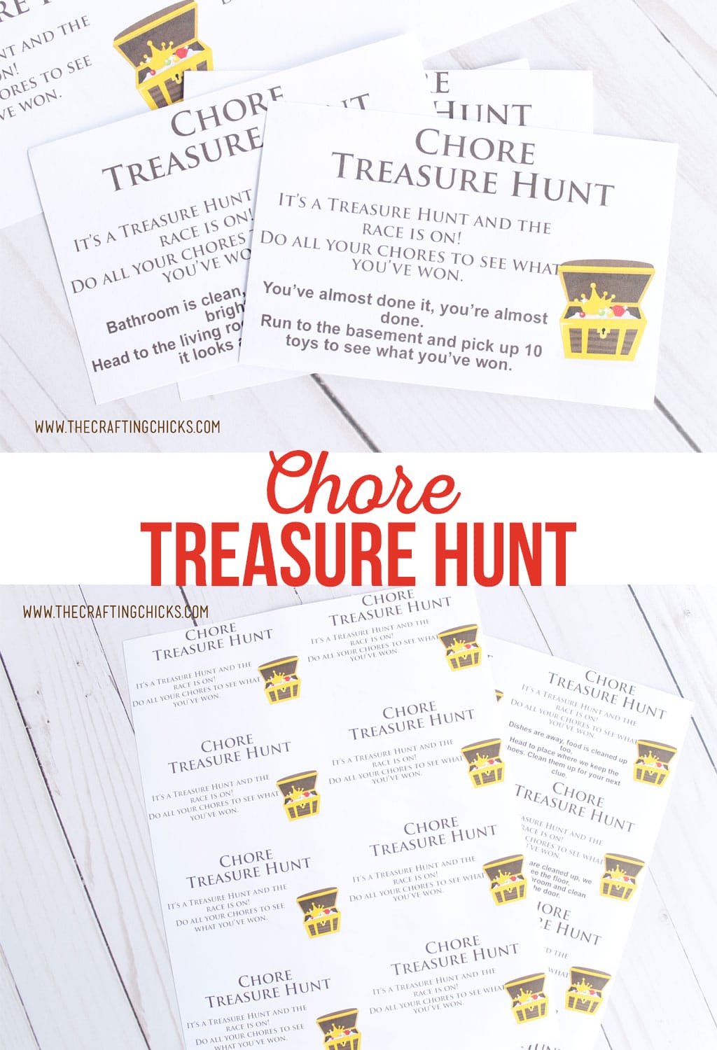 Printable Chore Treasure Hunt | Need a fun new way to motivate the kids to help clean? Try this Chore Treasure Hunt. Kids will be running around cleaning before you know it.