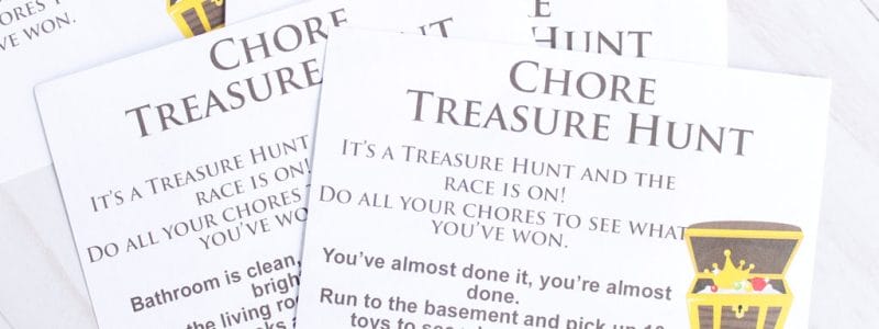 Need a fun new way to motivate the kids to help clean? Try this Chore Treasure Hunt. Kids will be running around cleaning before you know it.
