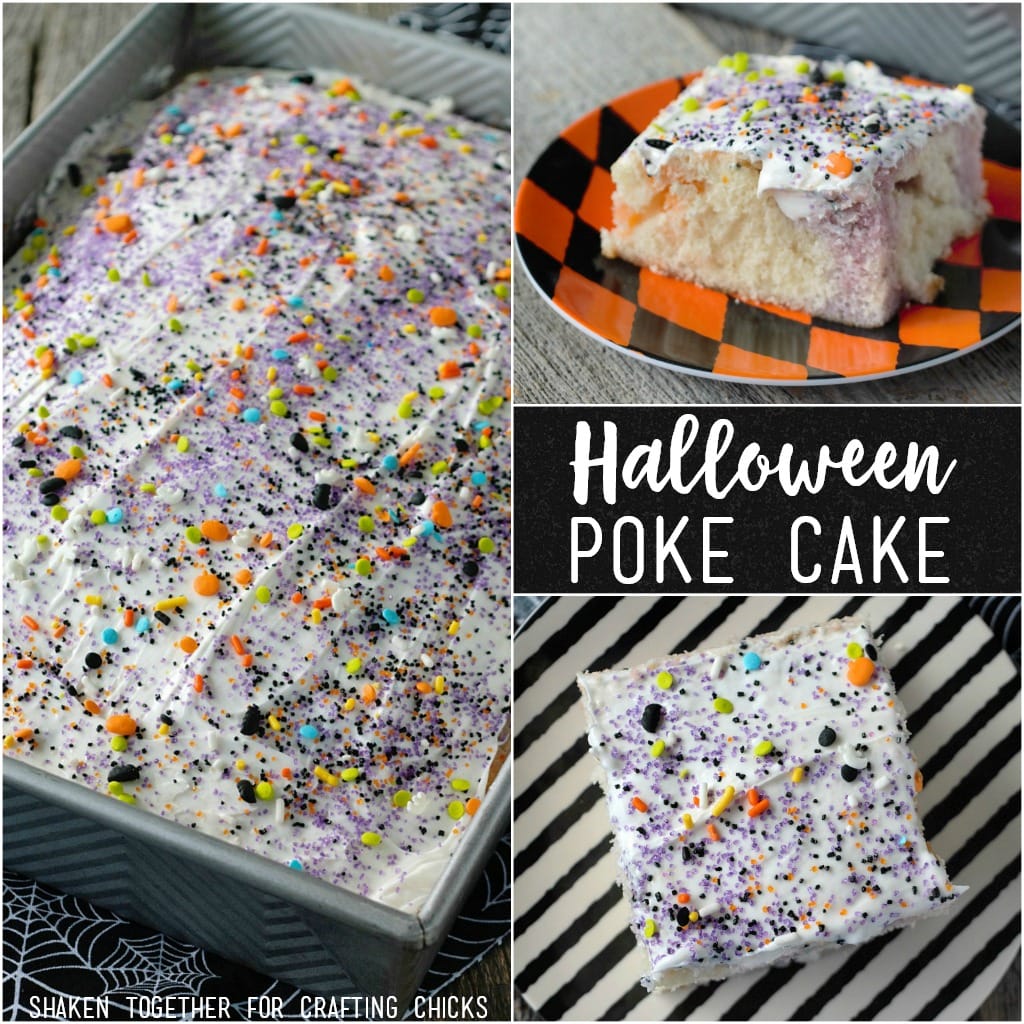 This easy Fruity Halloween Poke Cake is a crowd pleaser and SO simple to make!