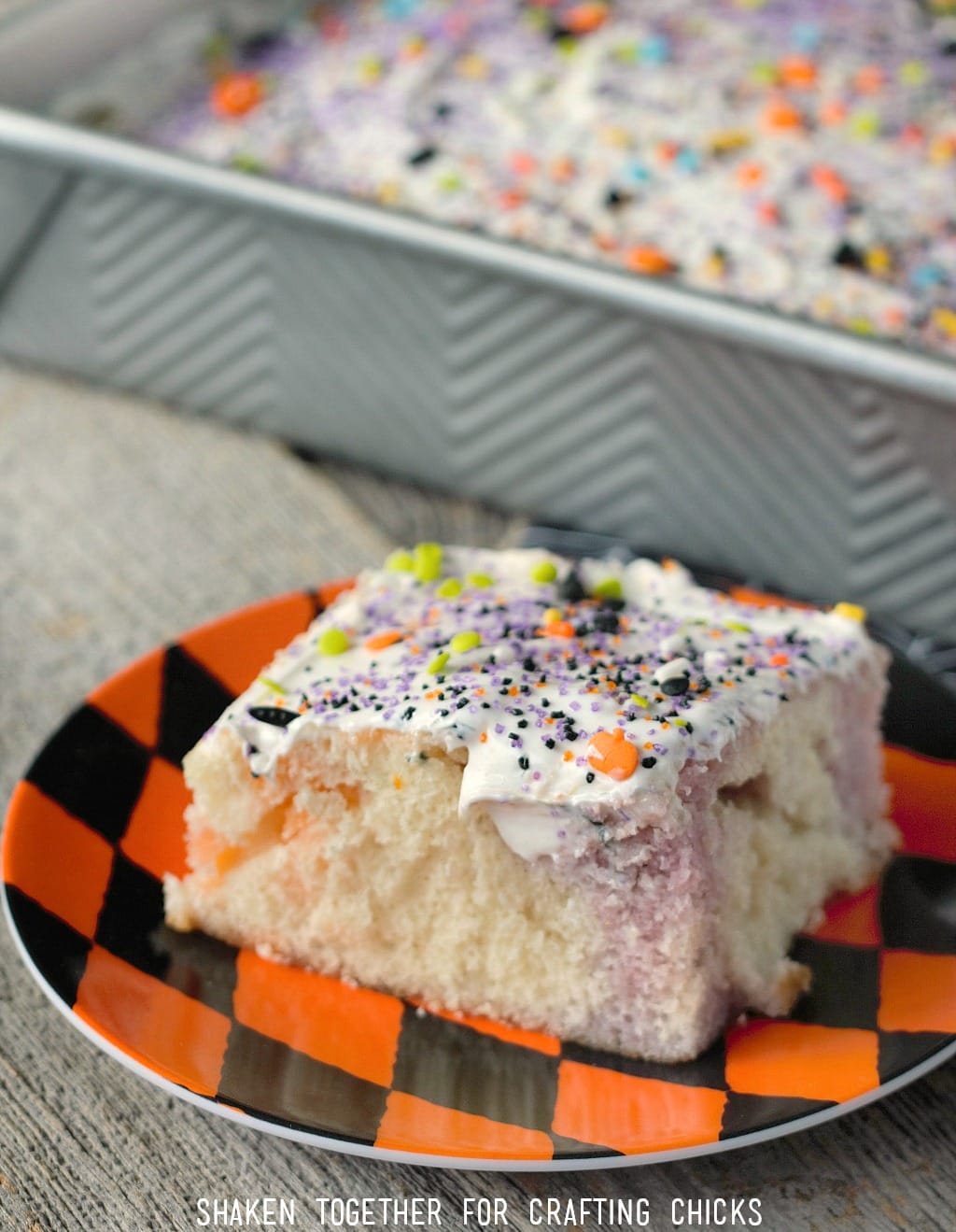 Easy Fruity Halloween Poke Cake is a simple, spooky dessert for any Halloween party!
