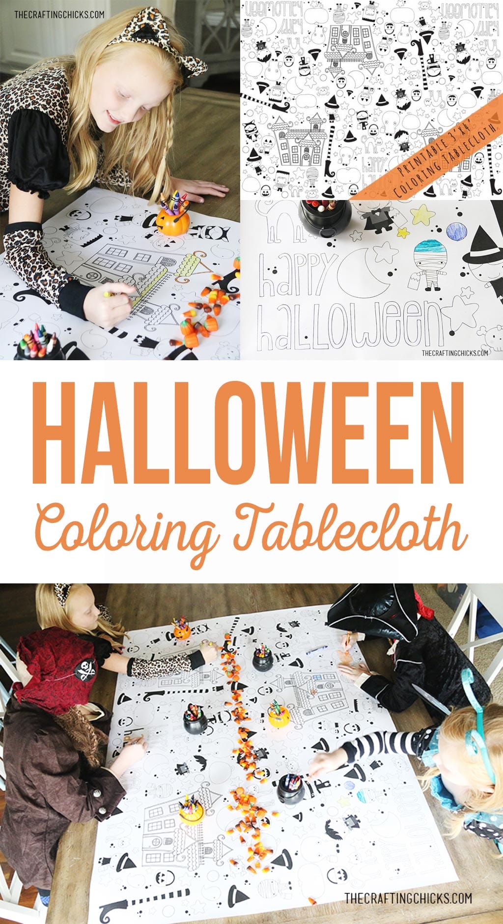 Halloween Printable Coloring Tablecloth | Fun activity for class parties, preschool activities or play dates