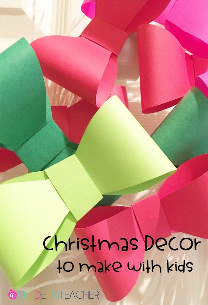 Easy Christmas decor you can make with any kid! This simple project is an way to add some festive fun to your home for the holidays. #kidscrafts #diychristmasdecor #christmascrafts